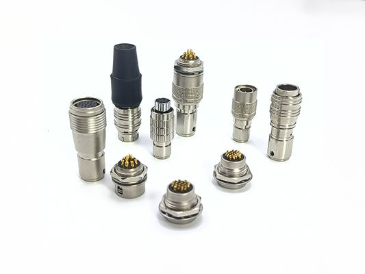 Hirose Compatible HR25 HR10 HR7 Push Pull Circular Connectors Brass Chrome Plated Shell